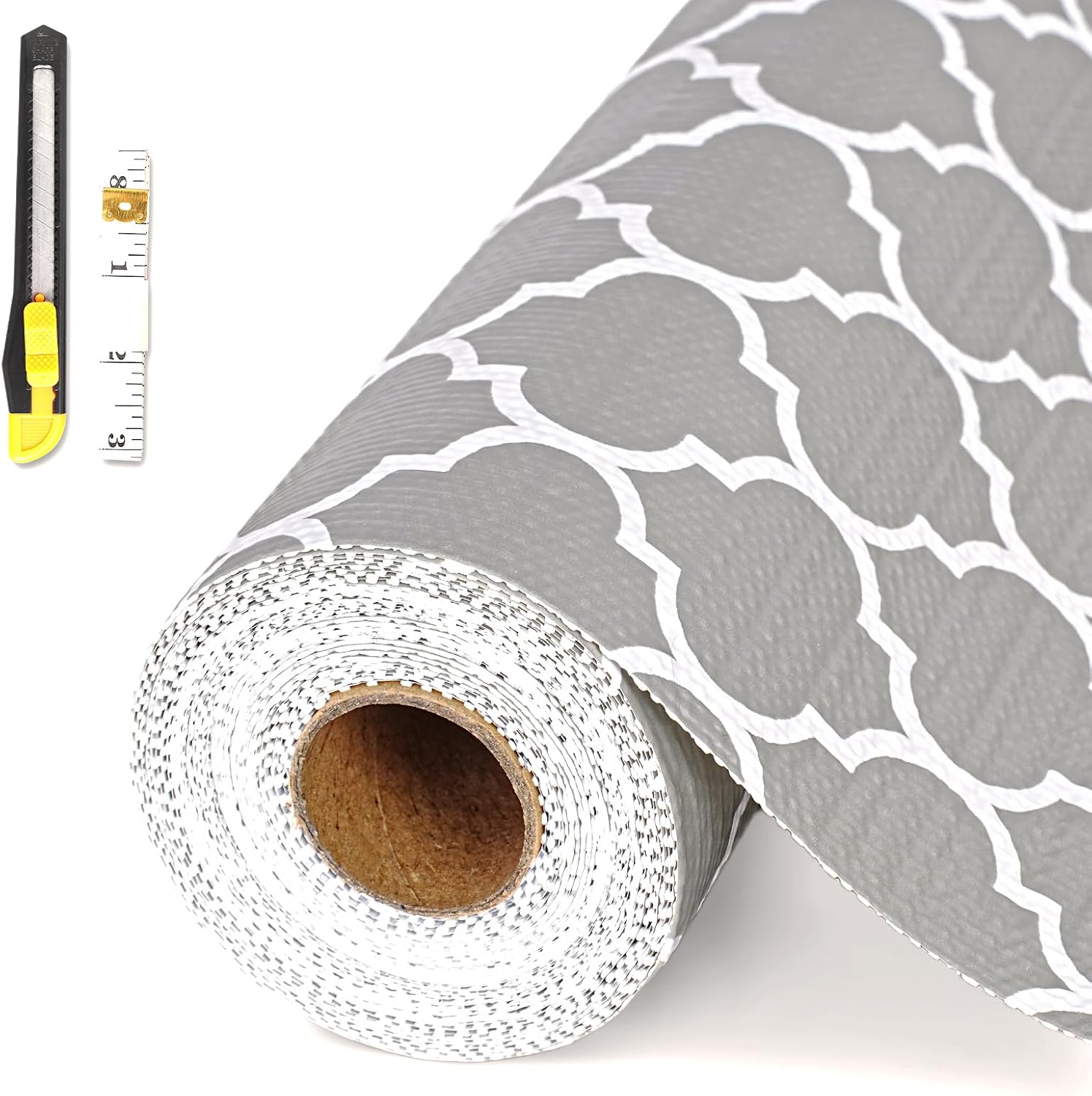 Drawer and Shelf Liner for Kitchen Cabinet,Non-Adhesive Cabinet Liner 18in x 30FT,Waterproof Shelf Paper Non-Slip Mats Cupboard Liners Contact Protect Dresser/Shelves/Table-Grey Lantern