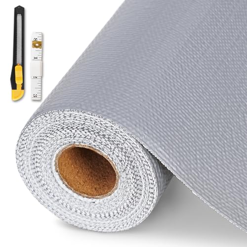 Drawer and Shelf Liner for Kitchen Cabinet,Non-Adhesive Cabinet Liner 12in x 30FT,Waterproof Shelf Paper Non-Slip Mats Cupboard Liners Contact Protect Dresser/Shelves/Table-Grey