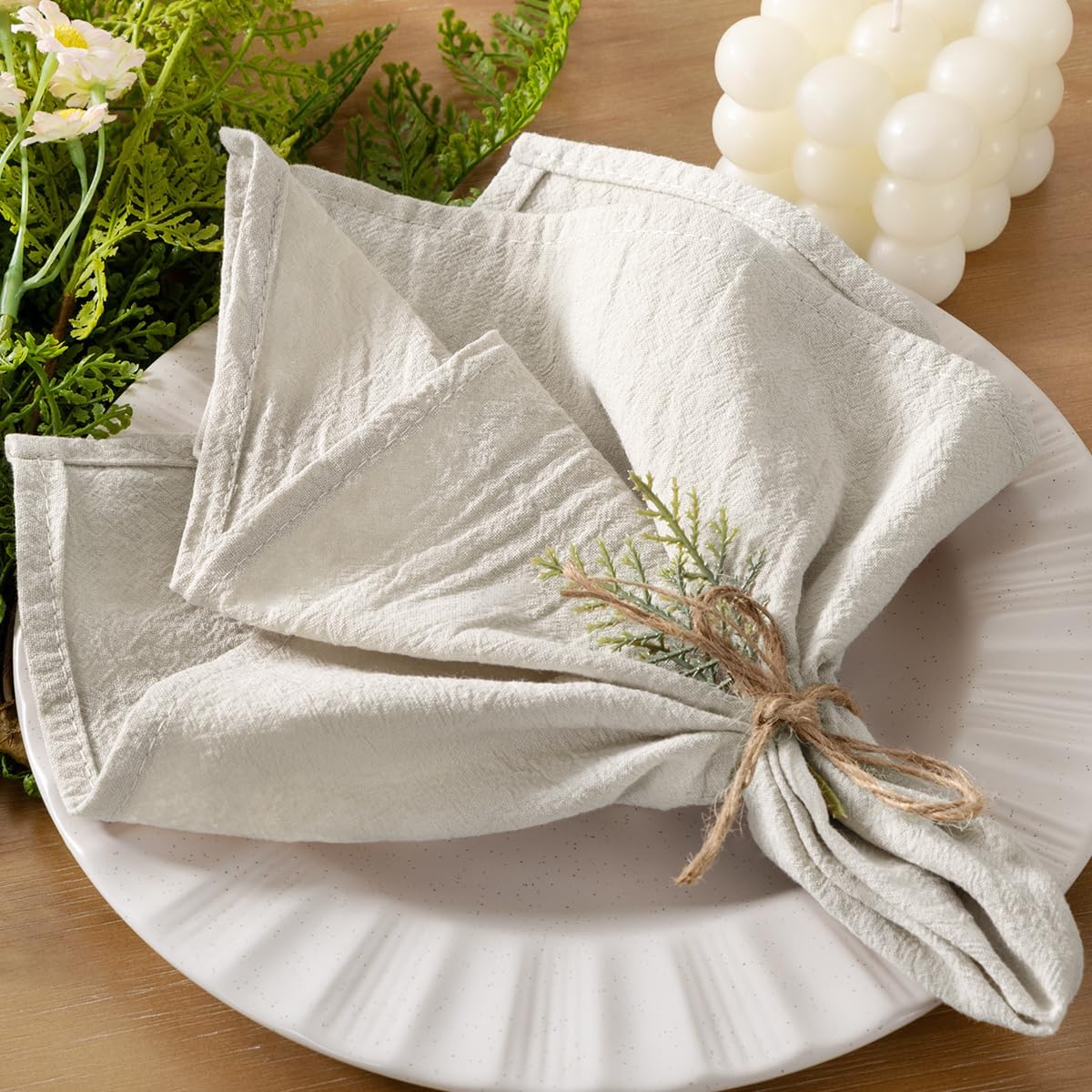 Socomi Beige Cloth Napkins (Set of 20)