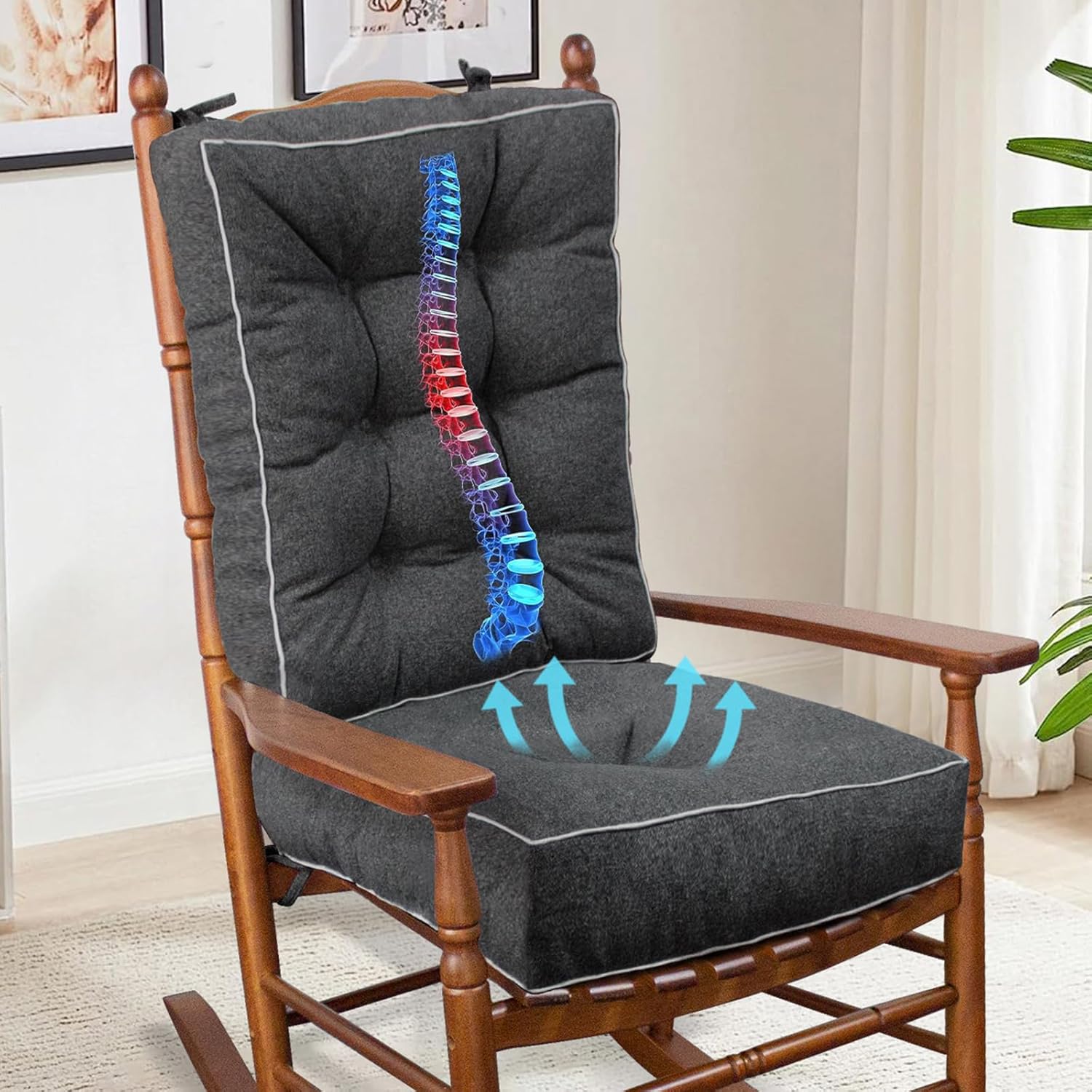 YZ HOME Rocking Chair Cushion (Dark Grey)