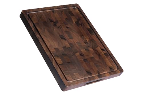 Walnut Wood Cutting Boards for Kitchen, Large Chopping Board Double Sided, End Grain Cutting Board with Handle, Charcuterie Butcher Block for Meal Prep & Serving with Gift Box, 17"13"1"