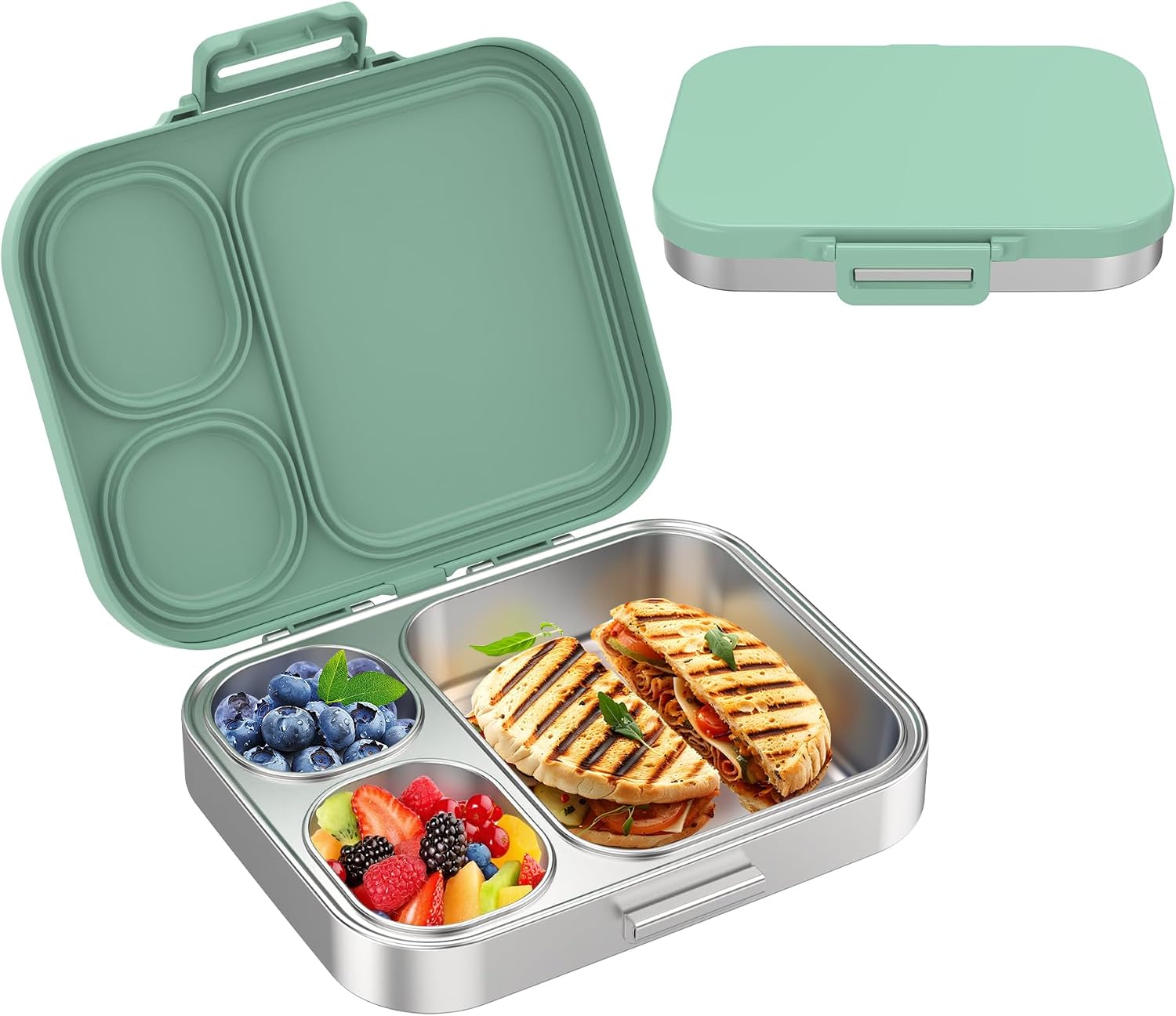 Pawtong Stainless Steel Bento Lunch Box (Green)