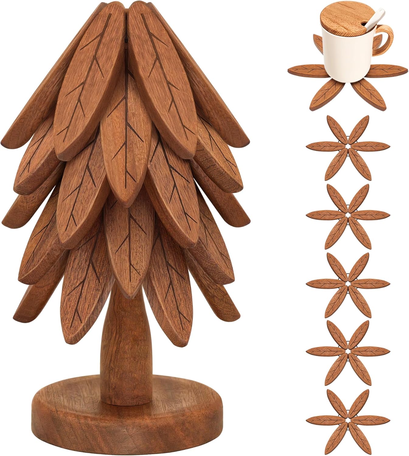 LIFETOWE Wooden Tree Trivet Set