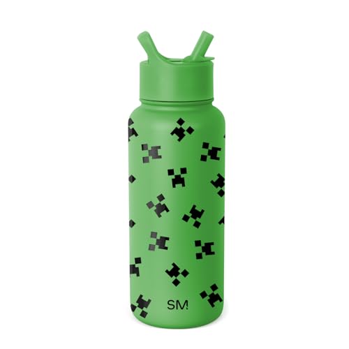 Simple Modern Minecraft Water Bottle with Straw Lid Vacuum Insulated Stainless Steel Metal Thermos | 32oz