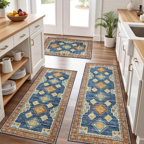 Tritard 100% Non Slip 3-Piece Kitchen Rugs
