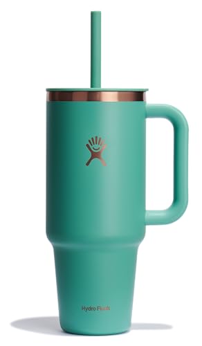 Hydro Flask 40 Oz Travel Tumbler with Handle, Lid and Straw - Insulated Stainless Steel in Thyme Rose Gold