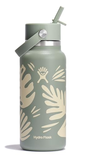 Hydro Flask Water Bottle - Insulated Stainless Steel - Wide Straw Lid, Non Spill, Leakproof in 32 Oz Botanical Bliss