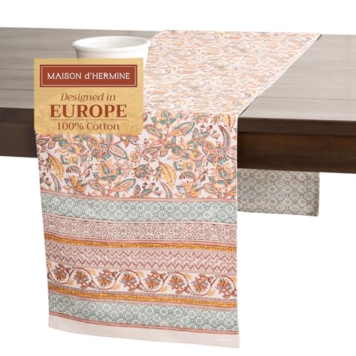 Maison d'Hermine Table Runner 100% Cotton Double Layer Table Runners 108 inches Long Decorative for Home Kitchen Dining Party Baby Shower Wedding Bridal Shower (Nila, 14.50" x 108")