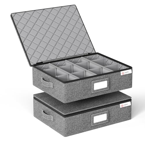 Cup and Mug Storage Box with Hard Shell and Dividers (YearningHome)