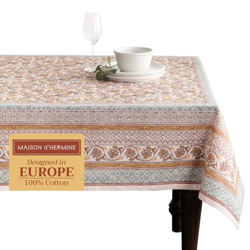 Maison d' Hermine Table Cloth Square Table 100% Cotton 60 x 60 Inches Tablecloth Reusable Decorative Everyday Use for Dining Room, Farmhouse, Home, Party, Festive & Wedding - Nila