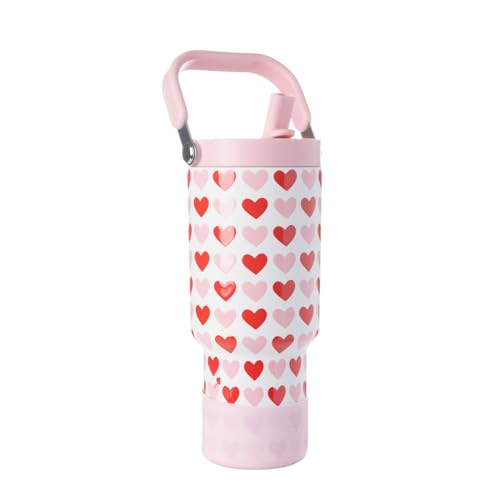 Simple Modern Valentine's Day Trek Pivot | 30oz Flip Straw Tumbler with Handle | Gifts for Her | Water Bottle & Boot | Interchangeable Straw & Chug Lids | Stainless Steel Jug | Hearts on White
