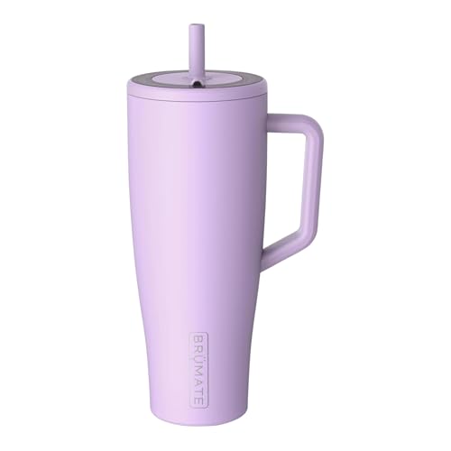 BruMate Era 40 oz Tumbler with Handle and Straw | 100% Leakproof Insulated Tumbler with Lid and Flexible SoftSip Straw | Made of Stainless Steel | Cup Holder Friendly Base | 40oz (Lavender)