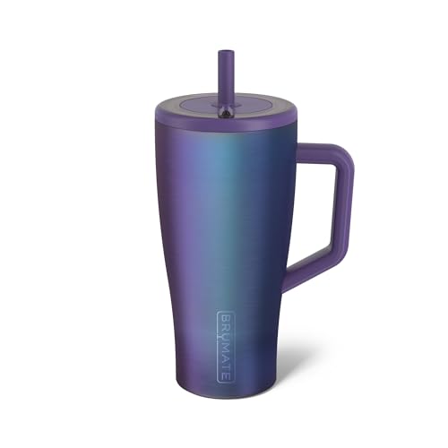BruMate Era 30 oz Tumbler with Handle and Straw | 100% Leakproof Insulated Tumbler with Lid and Flexible SoftSip Straw | Made of Stainless Steel | Cup Holder Friendly Base | 30oz (Dark Aura)