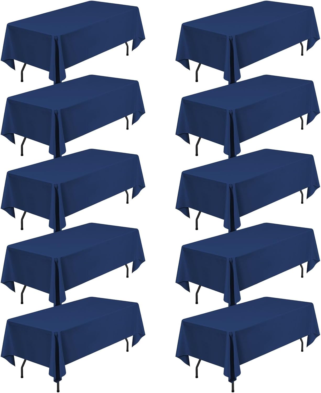 10 Pack 60 x 126 Inch Rectangle Tablecloth, Navy Blue Tablecloth for 8 Feet Rectangle Tables, Stain and Wrinkle Resistant Washable Fabric Table Cloth for Wedding Dining Table Buffet Parties Camping