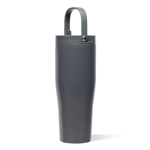 Corkcicle Go Cup XL - Leak-Proof Travel Tumbler - Triple Insulated Stainless Steel Water Bottle - Easy-Carry Handle - Summer Drinkware Gift - Keeps Drinks Ice Cold - 30 oz - Flint