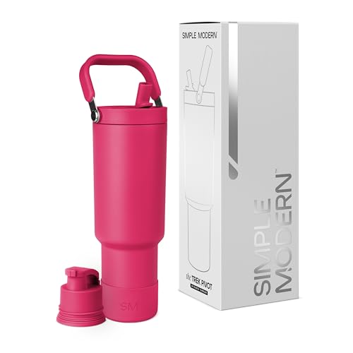 Simple Modern Trek Pivot | 40oz Flip Straw Tumbler with Handle | Water Bottle & Boot | Interchangeable Straw & Chug Lids | Insulated Stainless Steel Jug | Gym Sports Outdoors | Berry Twist