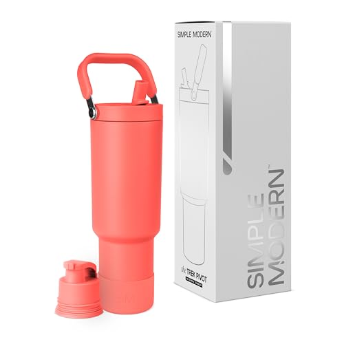 Simple Modern Trek Pivot | 40oz Flip Straw Tumbler with Handle | Water Bottle & Boot | Interchangeable Straw & Chug Lids | Insulated Stainless Steel Jug | Gym Sports Outdoors | Honolulu