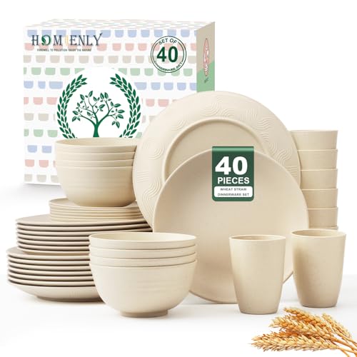 Homienly Wheat Straw 40-Piece (Beige)