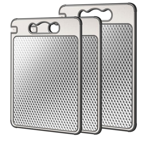 Double Sided 304 Stainless Steel & Wheat Straw Cutting Board