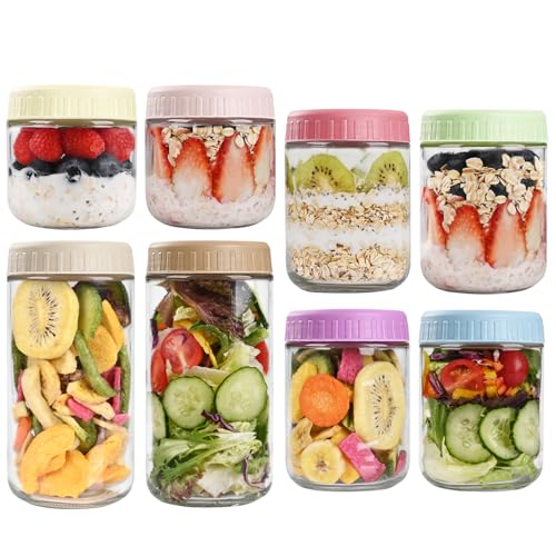 Overnight Oats Containers with Lids, 8 pcs