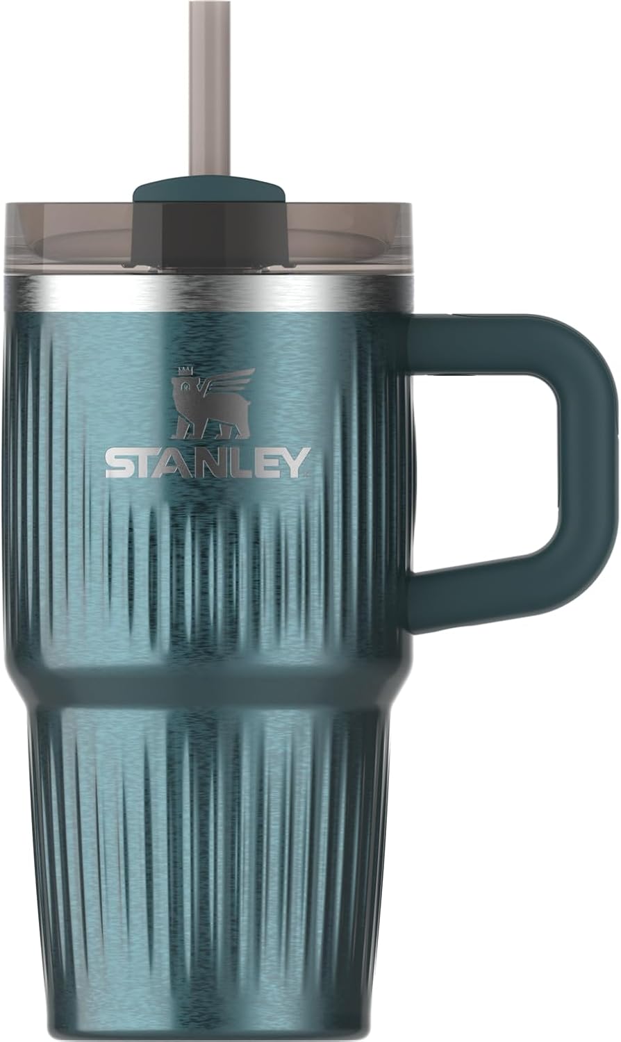 Stanley Quencher H2.0 Tumbler with Handle and Straw 20 oz | Flowstate 3-Position Lid | Cup Holder Compatible for Travel | Insulated Stainless Steel Cup | BPA-Free | Fluted Marina Shine
