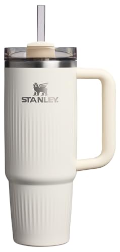 Stanley Quencher H2.0 Tumbler with Handle and Straw 30 oz | Flowstate 3-Position Lid | Cup Holder Compatible for Travel | Insulated Stainless Steel Cup | BPA-Free | Fluted Cream Gloss