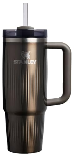 Stanley Quencher H2.0 Tumbler with Handle and Straw 30 oz | Flowstate 3-Position Lid | Cup Holder Compatible for Travel | Insulated Stainless Steel Cup | BPA-Free | Fluted Gunmetal Shine