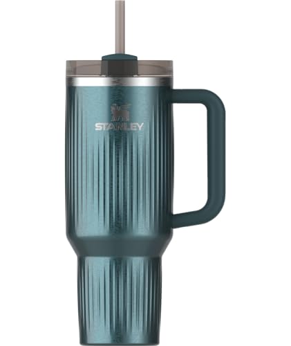 Stanley Quencher H2.0 Tumbler with Handle and Straw 40 oz | Flowstate 3-Position Lid | Cup Holder Compatible for Travel | Insulated Stainless Steel Cup | BPA-Free | Fluted Marina Shine