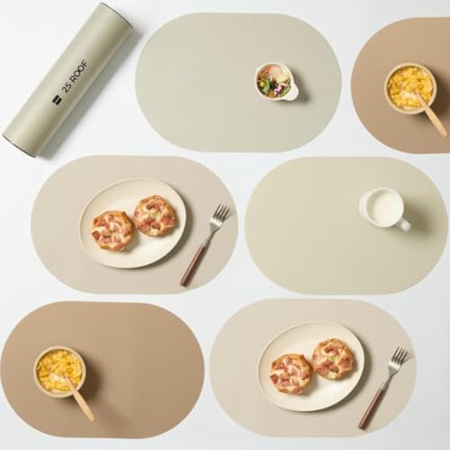 25 ROOF Beige Oval Silicone Placemats