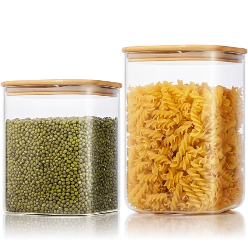 HomArtist Extra Large Square Glass Containers (2-Pack)