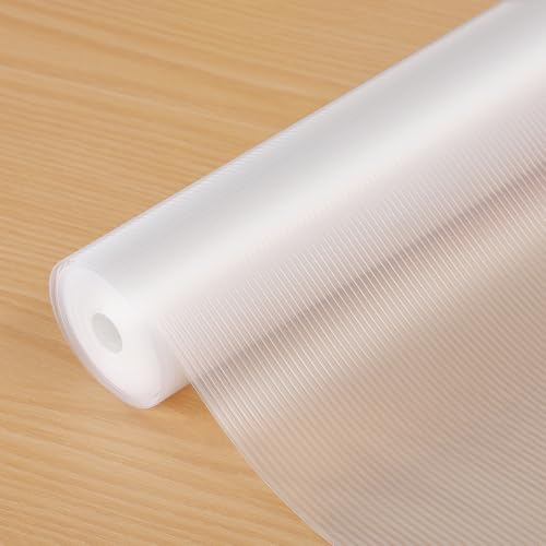 Shelf Liners 32 inch x 20 ft Shelf Liners for Kitchen cabinets nonstick Shelf Lining Drawer Mats EVA Protector for Cupboard (Clear Ribbed,32 inch x 20 ft)
