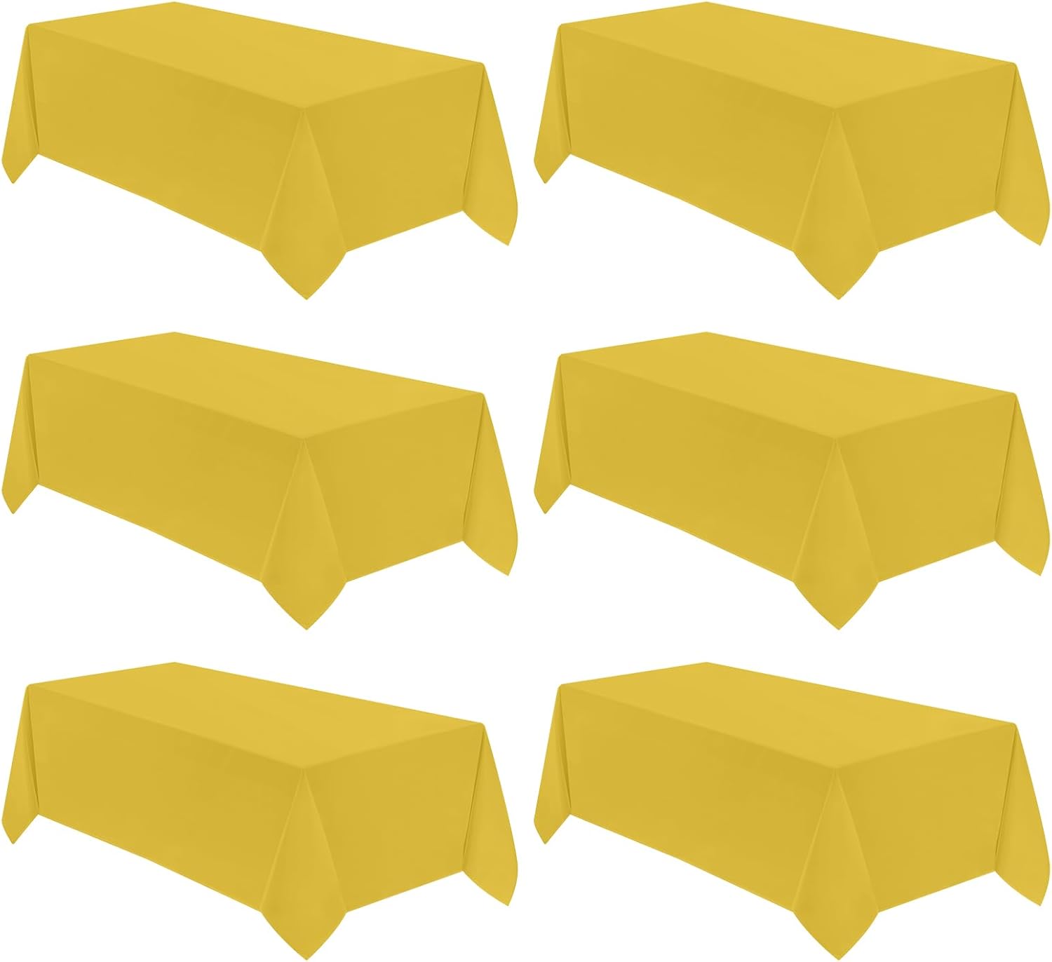 VidaFete Tablecloth 6 Pack 90 * 132inch Rectangle Table Cloth Polyester, Stain Wrinkle Resistant Polyester Dining Table Cover for Kitchen Dinning Party Wedding Rectangular Buffet Decoration(Yellow)
