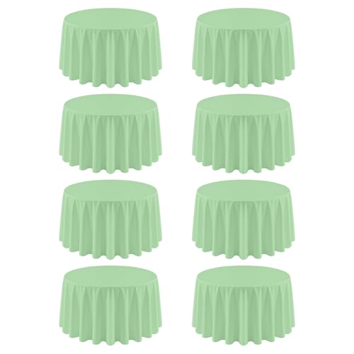 8 Pack Round Tablecloth 90 Inch Sage Green Tablecloth for Round Tables, Washable Polyester Table Cloth Stain and Wrinkle Resistant Decorative Table Cover for Wedding Party Dining Banquet