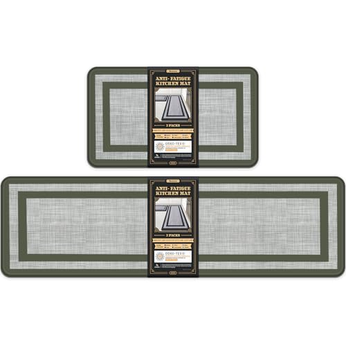 Mattitude Kitchen Mats Set of 2 Cushioned Rugs Anti-Fatigue Mats for Kitchen Floor,Waterproof Non-Slip Mats and Rugs Set for Office,Floor,Laundry 17.3"29"+17.3"59",Green