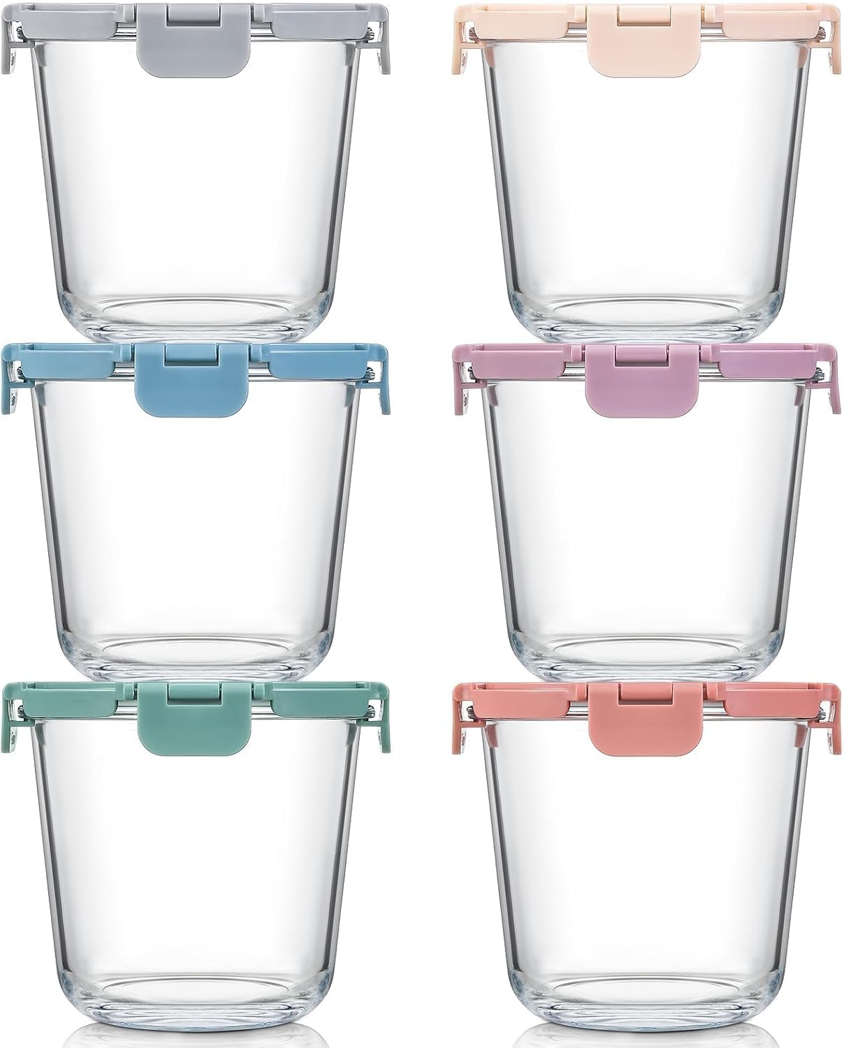 [UPGRADED LID] 6 Sets 3 Cup Glass Meal Prep Containers with Lids, Food Storage Bowl Jars for Leftover Lunch Meal Oats Salad Soup Fruit Snack Yogurt - Microwave, Oven, Freezer Safe, BPA Free, Airtight