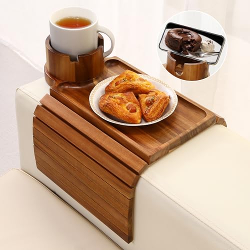AISONGDONG Acacia Couch Cup Holder Tray