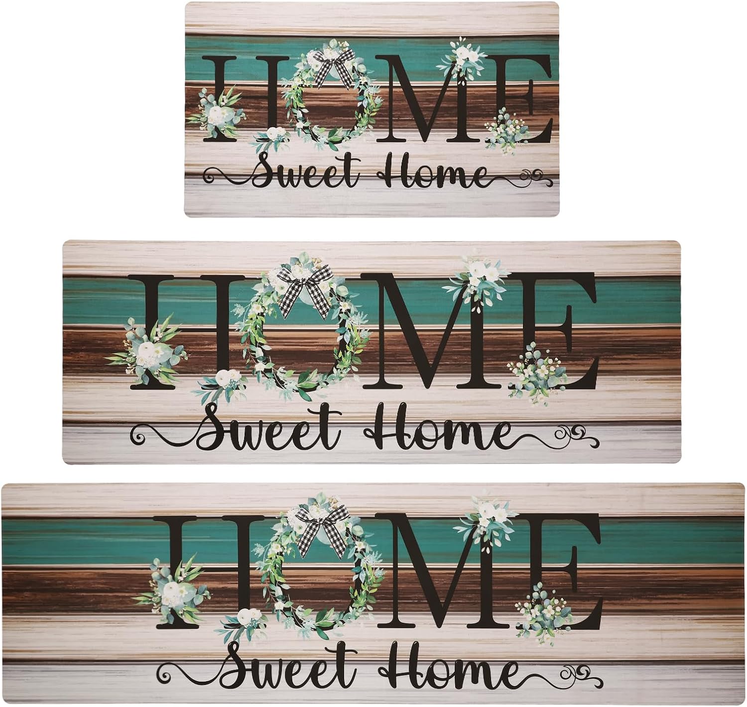 Home Kitchen Runner Rugs of 3, Non Slip Cushioned Kitchen Mats for Floor Waterproof Comfort Rug and Mat Farmhouse Chef Mats Floor Carpet for Sink,Laundry Room