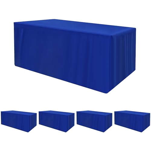 HolidayIdeas 4 Pack Fitted Table Clothes - Royal Blue