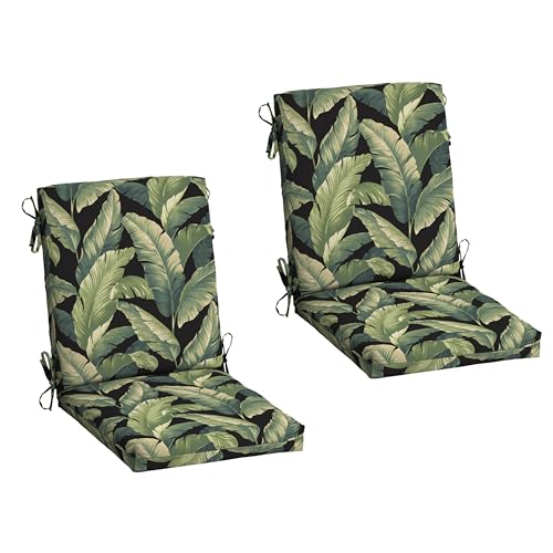 Arden Outdoor Dining Chair Cushion, 2 Pack, 20 x 20, Rain-Proof, Fade Resistant, Onyx Cebu