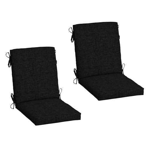 Arden Outdoor Dining Chair Cushion, 2 Pack, 20 x 20, Rain-Proof, Fade Resistant, Black Leala