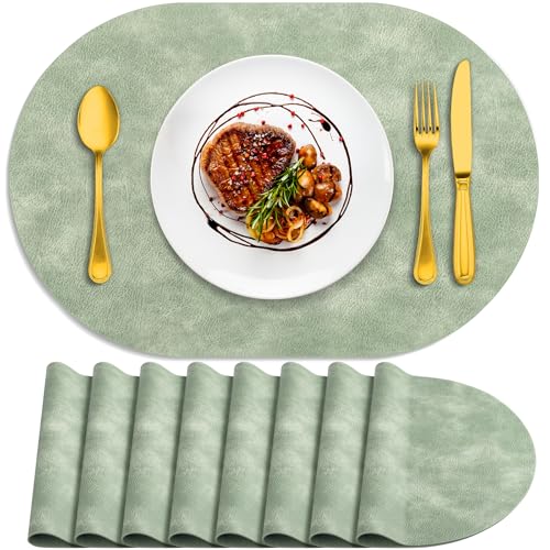 ADRIMER Placemats, Heat Resistant Oval Set of 8