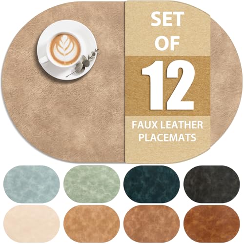 ADRIMER Placemats, Heat Resistant Oval Place Mats Set of 12