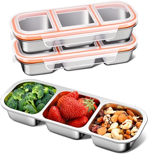 KTKUDY 3 Pack Stainless Steel Snack Containers