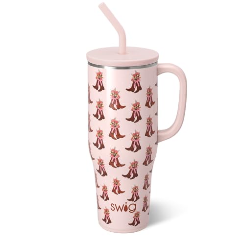 Swiglife 40oz Mega Mug, 40oz Tumbler with Handle and Straw, Extra Large Insulated Tumblers, Cup Holder Friendly Travel Mug (Cowgirl Coquette)