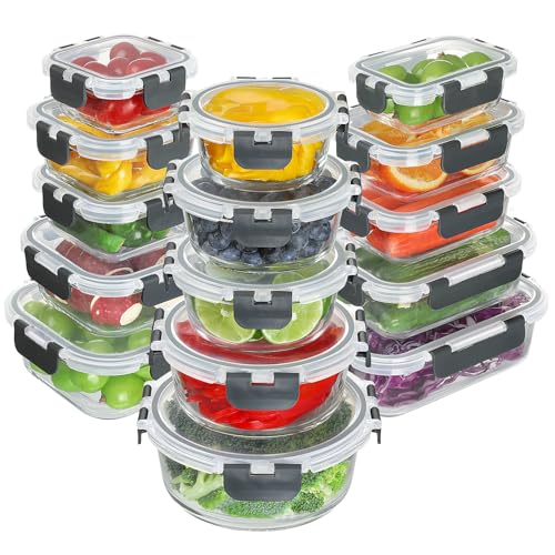 BAYZZ 30 Piece Glass Food Storage Containers Set