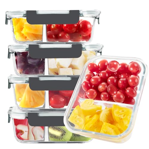 BAYZZ 5 Pack 35 Oz Glass Meal Prep Containers