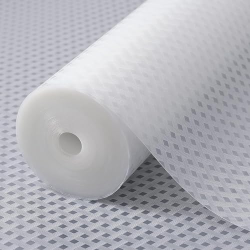 Shelf Liners for Kitchen Cabinets Refrigerator Liners Waterproof & Oil-Proof Kitchen Cupboard Liner Non-Slip Drawer Mats EVA Material Non Adhesive Fridge Liner for Shelves Clear 35.4 x 236.2 Inches