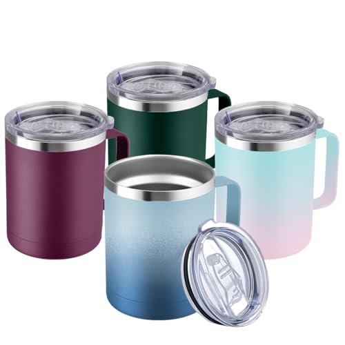 MEWAY 12oz Coffee Mug With Handle (Set of 4)