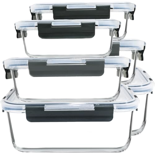 M MCIRCO 74.7oz(9.2 cup), 40.9oz(5 cup)& 19.3oz(2.4 cup) Extra Large Glass Food Storage Containers Set with Lids, 6 Pack Airtight Glass Storage Container for Microwave,Oven,Freezer Dishwasher