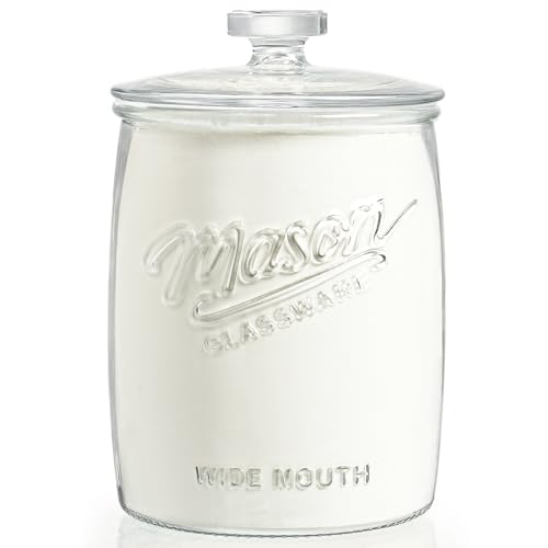 1 Gallon Glass Cookie Jar with Airtight Lid, Wide Mouth Mason Jar for Pantry & Laundry Room Organization, Large Apothecary Jars for Sugar, Candy, Rice, Dog Treat & Food Storage Jar Set of 1